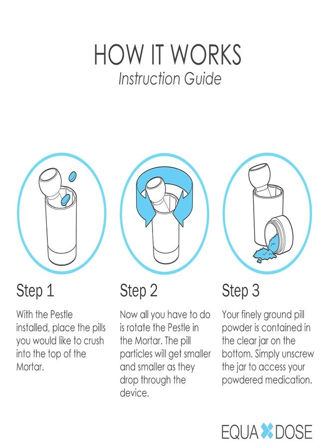 EQUADOSE Pill Crusher for Adults, Seniors & Pets, Pug Tablet Grinder Pulverizer for Feeding Tubes, Pet Meds, Easy Swallowing, Fine Powder Crusher for Medications, Travel-Friendly and Easy to Use - Image 5